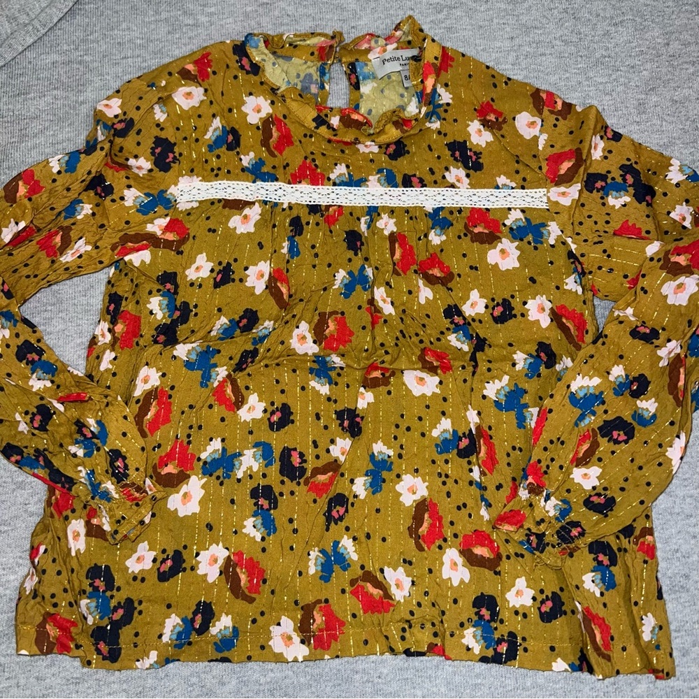 Petite Lucette Girls Floral Long Sleeve Blouse